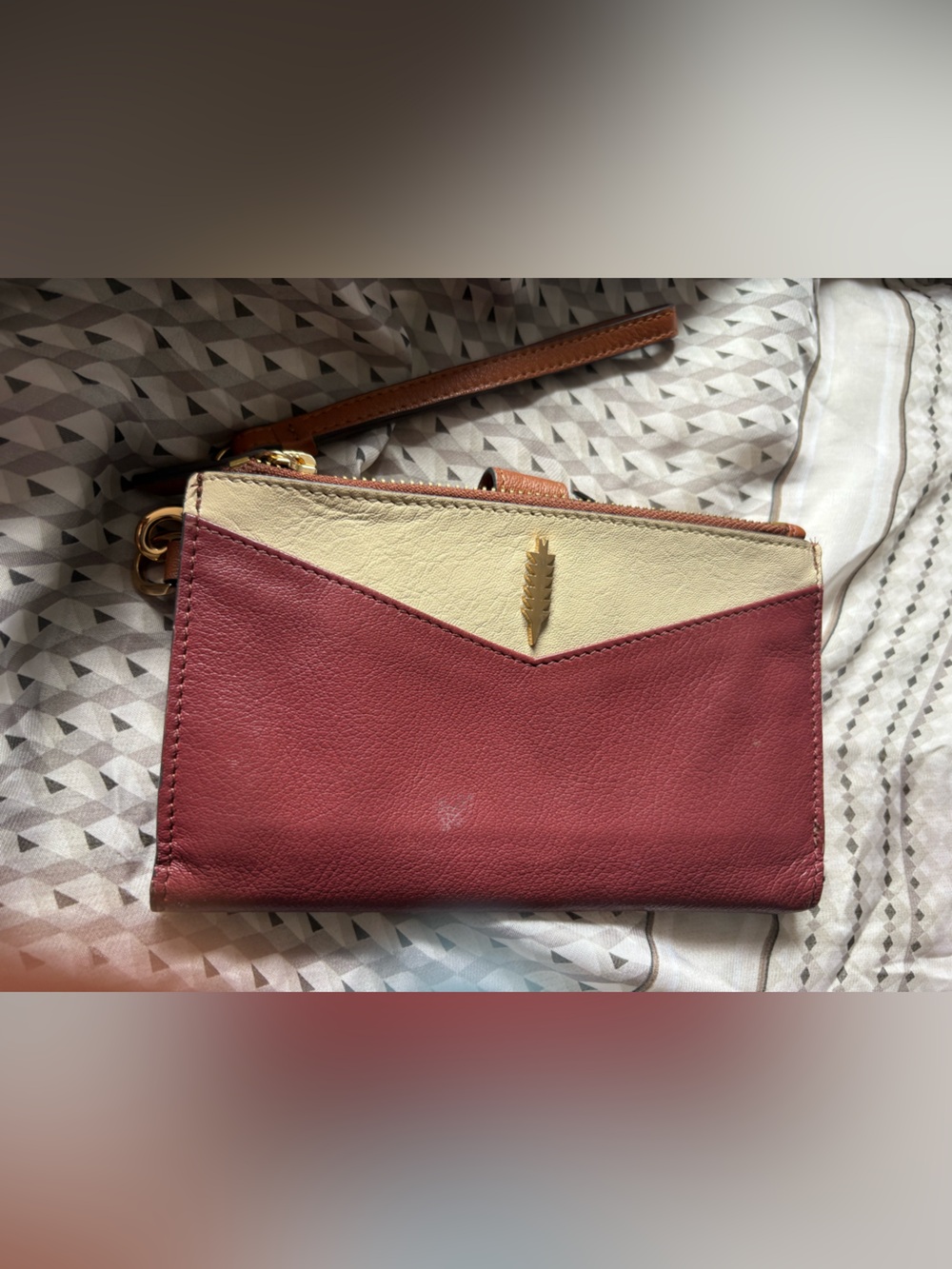 Thacker Women's Wristlet Wallet - Burgundy and Cream